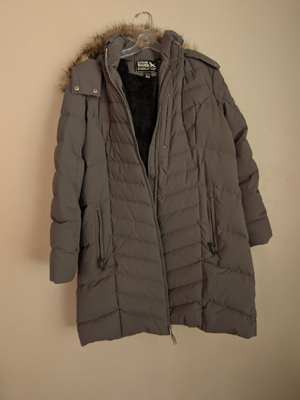 Women's Eddie Bauer Real Down Green Hooded Jacket Size Large